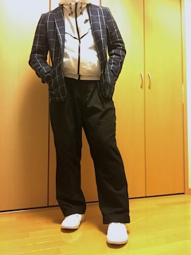 「HARE（ハレ）の２タックワイドパンツ(HARE)（その他パンツ）」を使った、TAKUMAさん（メンズ・167cm）の春コーディネート