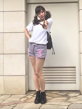 「X-girl（エックスガール）のアイテム（その他パンツ、パープル系）」を使った、Nagisa Saitoさん（レディース・160cm）の秋コーディネート