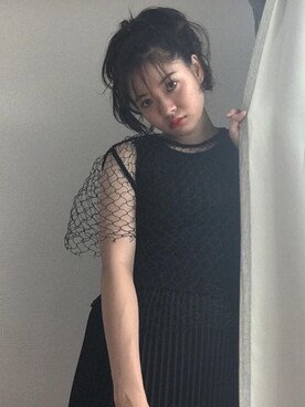 「MM6 Maison Martin Margiela_（エムエム 6 メゾン マルタン マルジェラ）のアイテム（その他トップス、ブラック系）」を使った、Nagisa Saitoさん（レディース・160cm）の秋コーディネート