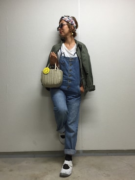 「BLUE BLUE（ブルーブルー）のアイテム（ヘアアクセサリー）」を使った、ウラリエさん（レディース・164cm）の夏コーディネート