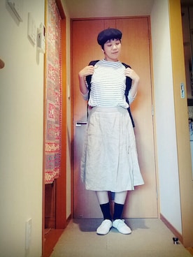 「キュロット」｜「アイテム（ハンチング/ベレー帽）」を使った、なちゅさん（レディース・167cm）の春コーディネート