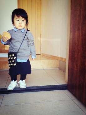 「スウェット×シャツ」｜☀︎hana☀︎さん（キッズ・80cm）の冬コーディネート