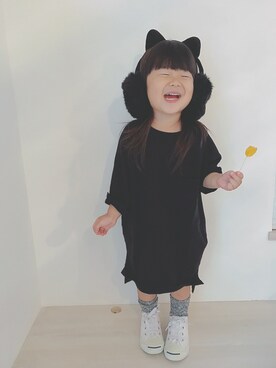 「ネコミミ」｜「アイテム（ワンピース/ドレス）」を使った、☀︎hana☀︎さん（キッズ・90cm）の秋コーディネート