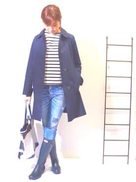 「SLOBE IENA」｜「アイテム（ステンカラーコート）」を使った、meri＊さん（レディース・167cm）の春コーディネート