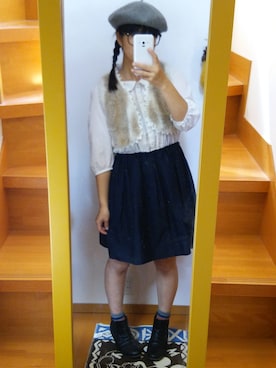 「NICE CLAUP（ナイスクラップ）のアイテム（その他アウター）」を使った、riimaさん（レディース・153cm）の秋コーディネート