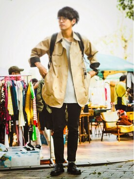 「Yohji Yamamoto（ヨウジヤマモト）のアイテム（ドレスシューズ）」を使った、ttszyyさん（メンズ・168cm）の秋コーディネート