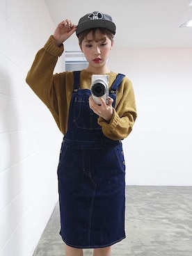 「アイテム（サロペット/オーバーオール）」を使った、❤︎  나 오 ❤︎さん（レディース・165cm・10代）の冬コーディネート