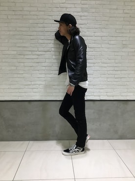 「JOURNAL STANDARD relume（ジャーナルスタンダード　レリューム）のアイテム（ライダースジャケット）」を使った、nakaさん（メンズ・180cm）の冬コーディネート