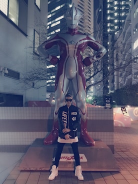 「adsr」｜「アイテム（スタジャン）」を使った、TAKAYAさん（メンズ・180cm）の春コーディネート