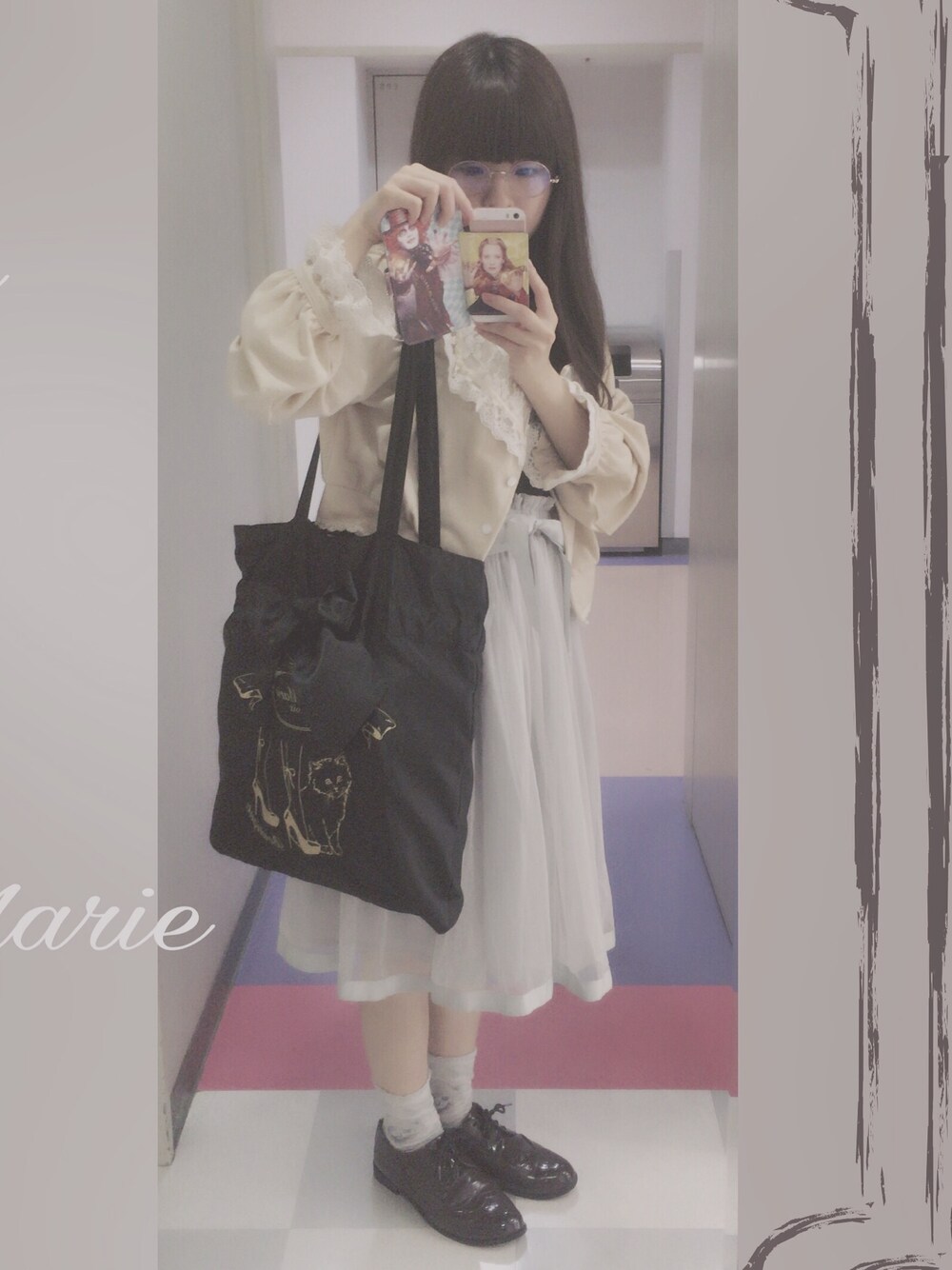 「RoseMarie seoirのアイテム（トートバッグ、ブラック系）」を使った、ゆっくるさん（レディース・148cm）の冬コーディネートの1枚目の写真