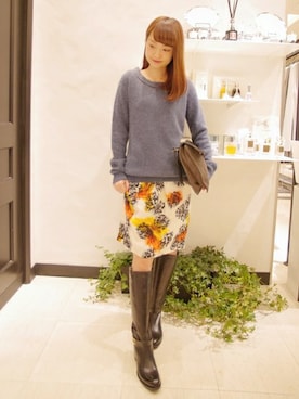 「FIGARO Paris（フィガロパリ）のアイテム（ブーツ）」を使った、yukiさん（レディース・163cm）の秋コーディネート