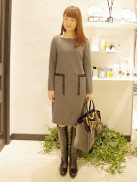 「FIGARO Paris（フィガロパリ）のアイテム（ブーツ）」を使った、yukiさん（レディース・163cm）の秋コーディネート