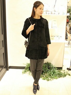 「FIGARO Paris（フィガロパリ）のアイテム（ジャケット/アウター）」を使った、yukiさん（レディース・163cm）の冬コーディネート