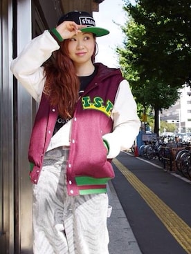 「ヒッコリー」｜「アイテム（スタジャン）」を使った、Aiさん（レディース・159cm）の秋コーディネート