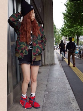 「STUSSY（ステューシー）のアイテム（その他アウター）」を使った、Aiさん（レディース・159cm）の秋コーディネート