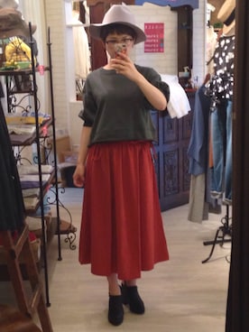「COCO DEAL（ココディール）のアイテム（帽子）」を使った、yoyoyo☆さん（レディース・156cm）の夏コーディネート