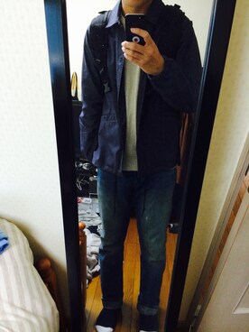 「スウエット」｜「アイテム（その他アウター）」を使った、如さん（メンズ・177cm）の冬コーディネート