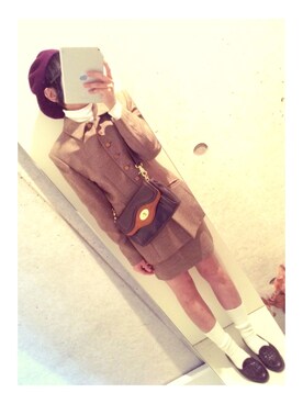 「ツイードジャケット」｜「アイテム（セットアップ）」を使った、SACHIさん（レディース・152cm）の秋コーディネート