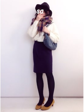 「Yves Saint Laurent（イヴサンローラン）のアイテム（スカート）」を使った、SACHIさん（レディース・152cm）の冬コーディネート