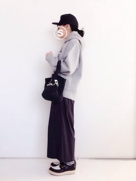 「ボーダーソックス」｜「アイテム（その他シューズ）」を使った、SACHIさん（レディース・152cm）の春コーディネート