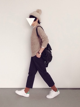 「PLAIN CLOTHING（プレーンクロージング）のアイテム（ニットキャップ/ビーニー）」を使った、SACHIさん（レディース・150cm）の秋コーディネート