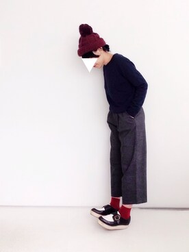 「PLAIN CLOTHING（プレーンクロージング）のアイテム（ニットキャップ/ビーニー）」を使った、SACHIさん（レディース・150cm）の秋コーディネート