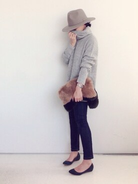 「ツバ広ハット」｜SACHIさん（レディース・150cm）の秋コーディネート