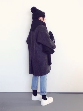 「PLAIN CLOTHING（プレーンクロージング）のアイテム（ニットキャップ/ビーニー）」を使った、SACHIさん（レディース・150cm）の冬コーディネート