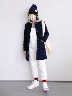 「TODAY'S SPECIAL（トゥデイズスペシャル）のMARCHE BAG/マルシェバッグ（エコバッグ/サブバッグ）」を使った、SACHIさん（レディース・150cm）の冬コーディネート