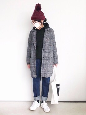 「PLAIN CLOTHING（プレーンクロージング）のアイテム（ニットキャップ/ビーニー）」を使った、SACHIさん（レディース・150cm）の秋コーディネート