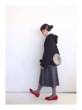 「POU DOU DOU（プードゥドゥ）のアイテム（その他アウター）」を使った、SACHIさん（レディース・150cm）の冬コーディネート
