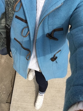 「コンバース ハイカット」｜「アイテム（ダッフルコート）」を使った、purieさん（レディース・158cm）の冬コーディネート