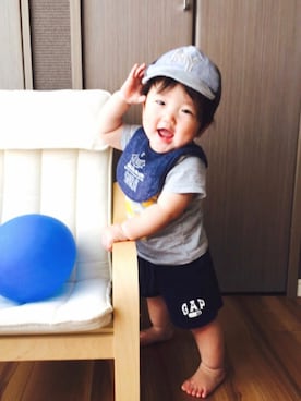 「ドラフトGAP」｜「アイテム（キャップ）」を使った、KOHA&SORAさん（キッズ・80cm）の夏コーディネート