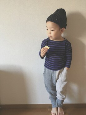 「FITH（フィス）のアイテム（ニットキャップ/ビーニー）」を使った、YAMORIさん（キッズ・100cm）の春コーディネート