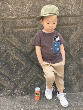 「BLEU H. （ブルーオリゾン）のアイテム」を使った、YAMORIさん（キッズ・100cm）の夏コーディネート