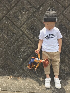 「BLEU H. （ブルーオリゾン）のアイテム」を使った、YAMORIさん（キッズ・100cm）の夏コーディネート