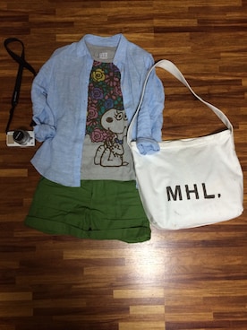「UNIQLO Tシャツ」｜「アイテム（その他シューズ）」を使った、akari＊さん（レディース・155cm）の春コーディネート