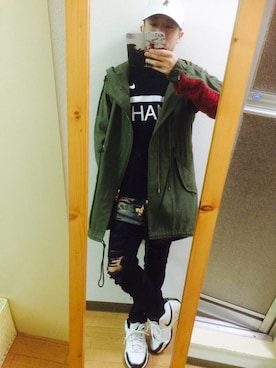 「FOREVER 21」｜「アイテム（モッズコート）」を使った、makkyさん（メンズ・158cm）の冬コーディネート