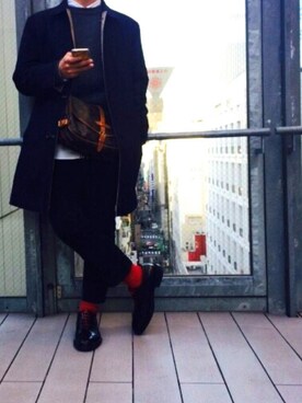 「LouisVuitton」｜「アイテム（ステンカラーコート）」を使った、myouさん（メンズ・171cm）の春コーディネート