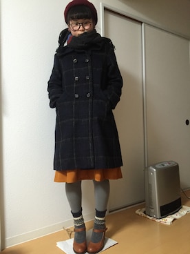 「POU DOU DOU（プードゥドゥ）のアイテム（ダウンジャケット/コート）」を使った、きりみちゃん。さん（レディース・157cm）の冬コーディネート