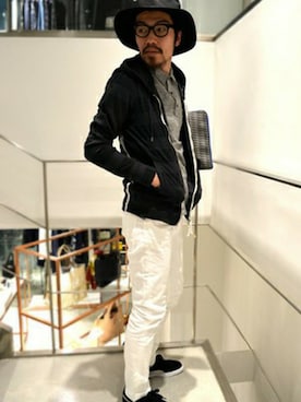 「TATRAS CONCEPT STORE（タトラスコンセプトストア）のアイテム（ハット）」を使った、TAMさん（メンズ・179cm）の春コーディネート
