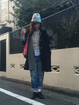 「POLO RALPH LAUREN（ポロ ラルフ ローレン）のアイテム（シャツ/ブラウス、ブルー系）」を使った、Flower915さん（レディース・163cm）の冬コーディネート