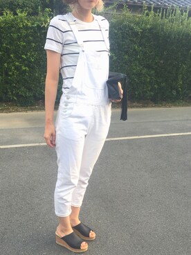 「ODETTE E ODILE（オデットエオディール）のOFC ディープラインミュールウェッジ サンダル80（サンダル）」を使った、yuuucaaariiiさん（レディース・163cm）の夏コーディネート