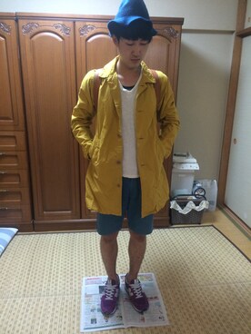 「and wander（アンドワンダー）のアイテム（帽子）」を使った、りょーへいさん（メンズ・176cm）の秋コーディネート