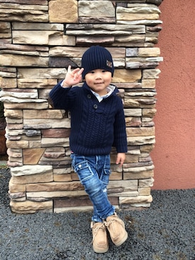 「D&G JUNIOR（ドルチェアンドガッバーナジュニア）のアイテム」を使った、HARUAさん（キッズ・90cm）の冬コーディネート