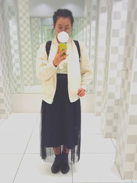 「ボウタイ」｜「アイテム（ブルゾン）」を使った、Risaさん（レディース・163cm）の秋コーディネート