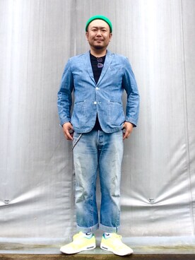 「アイテム（イエロー系）」を使った、Takeuchi  Toshimichiさん（メンズ・178cm）の春コーディネート