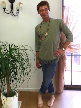 「MALAIKA（マライカ）のアイテム（アクセサリー）」を使った、Chamaさん（メンズ・172cm）の夏コーディネート