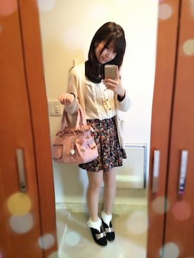 「花柄 スカート」｜「アイテム（ブーティ）」を使った、さえさん（レディース・154cm）の春コーディネート