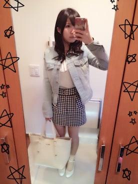 「デニム ジャケット」｜「アイテム（パンプス）」を使った、さえさん（レディース・154cm）の春コーディネート